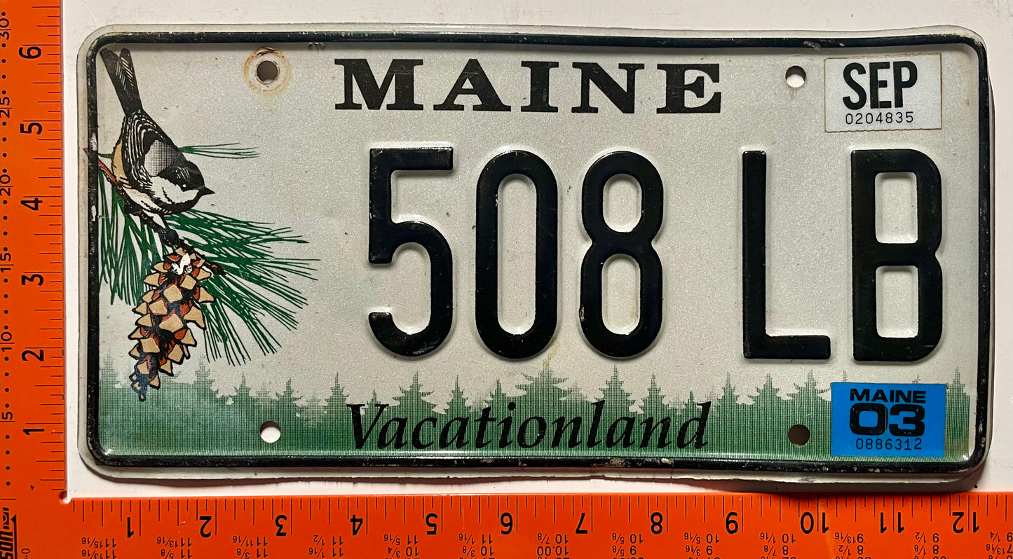 2003 Maine #508 LB Passenger License Plate