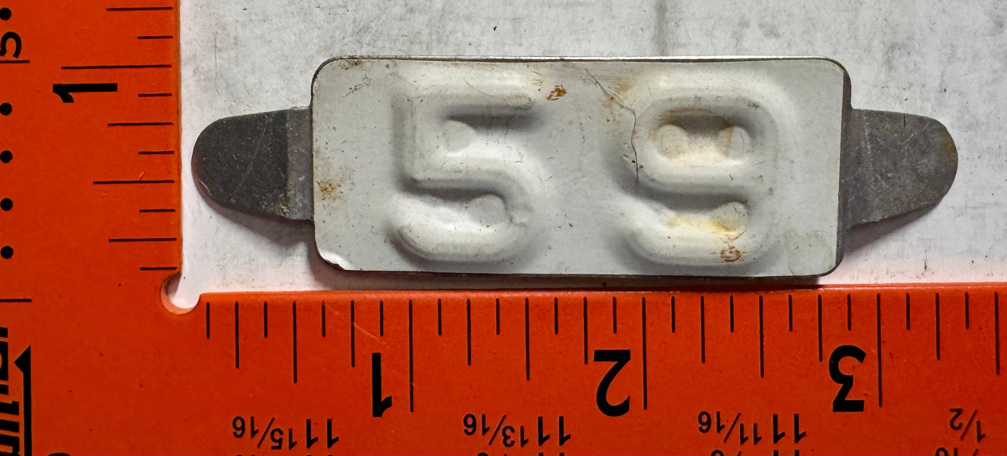 1959 Maine Passenger License Plate Date Tab