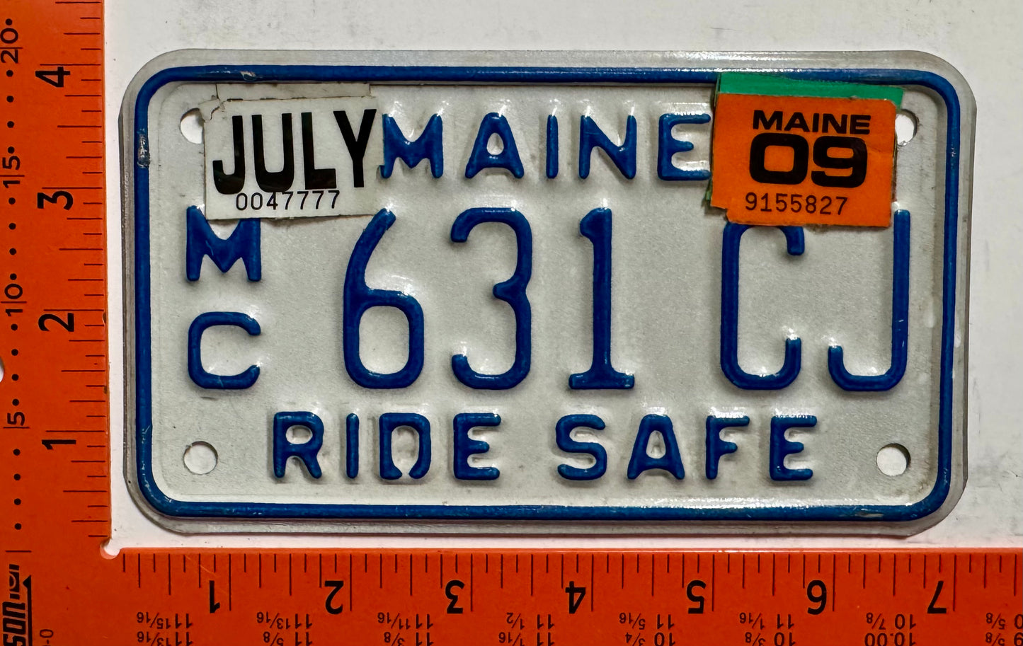 2009 Maine #631 CJ Motorcycle License Plate