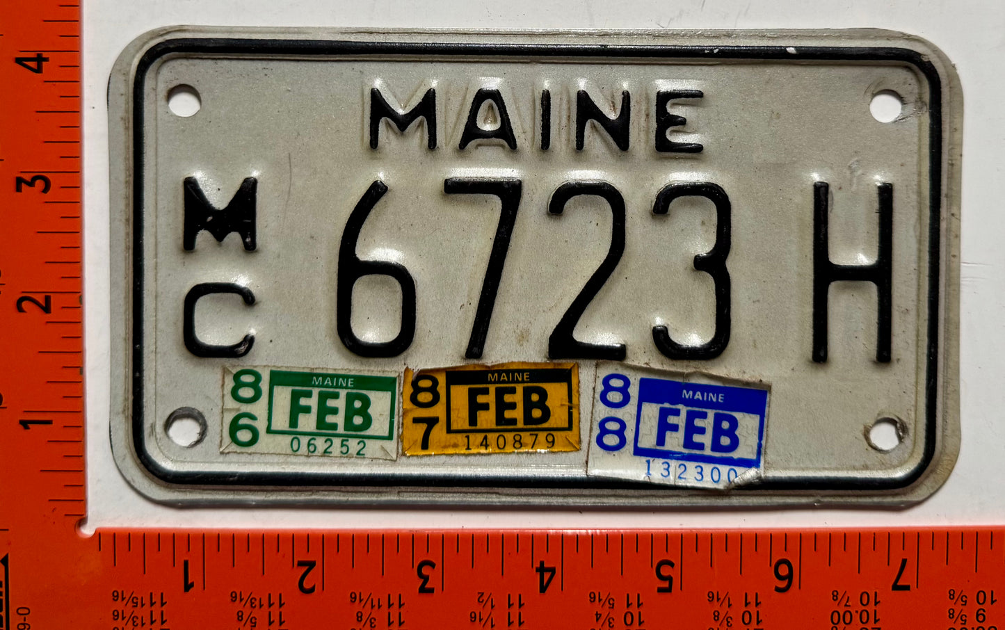 1986-1988 Maine #6723 H Motorcycle License Plate