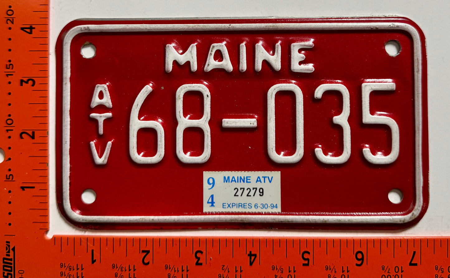 1994 Maine #68-035 ATV License Plate