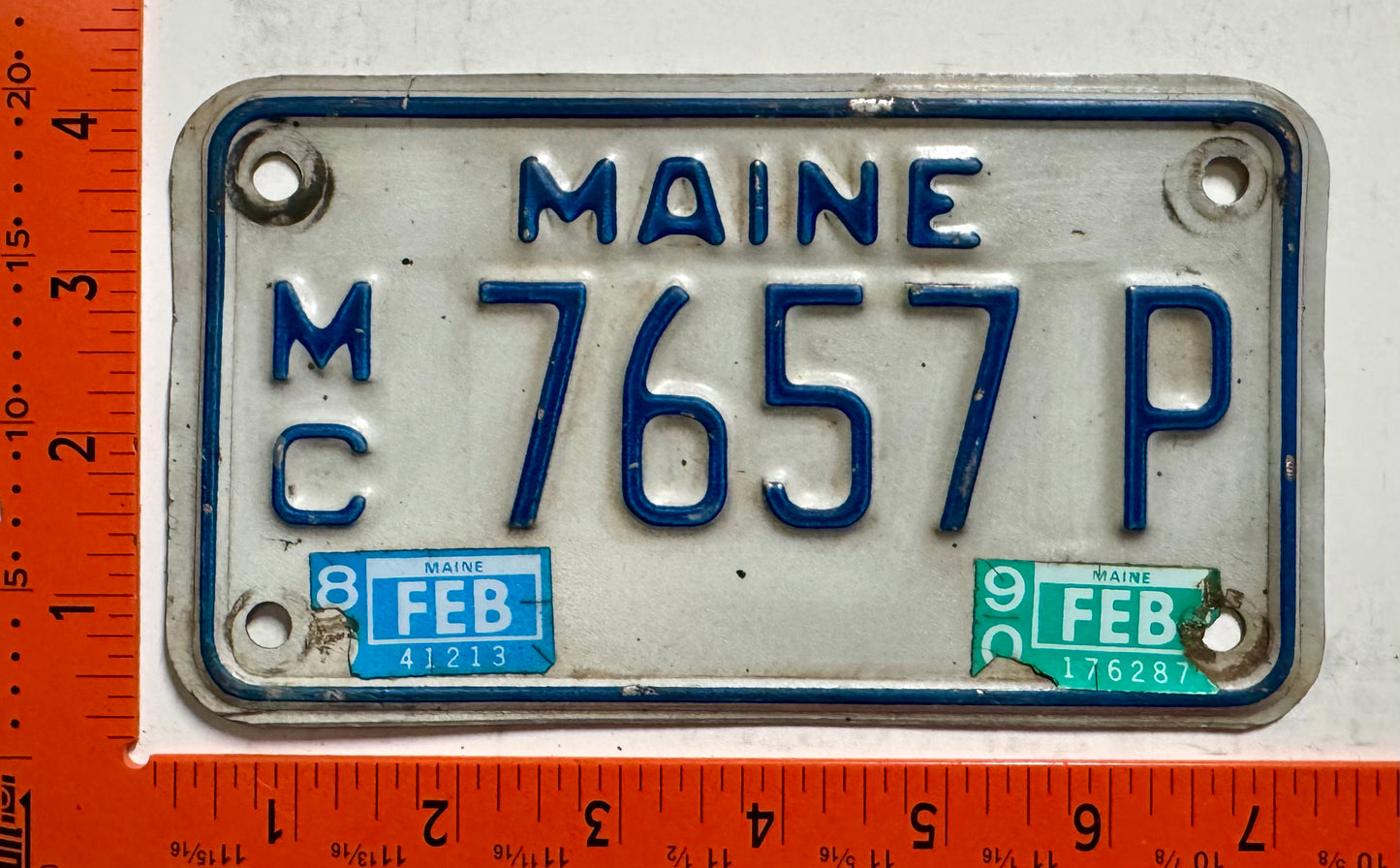 1989/1990 Maine #7657 P Motorcycle License Plate