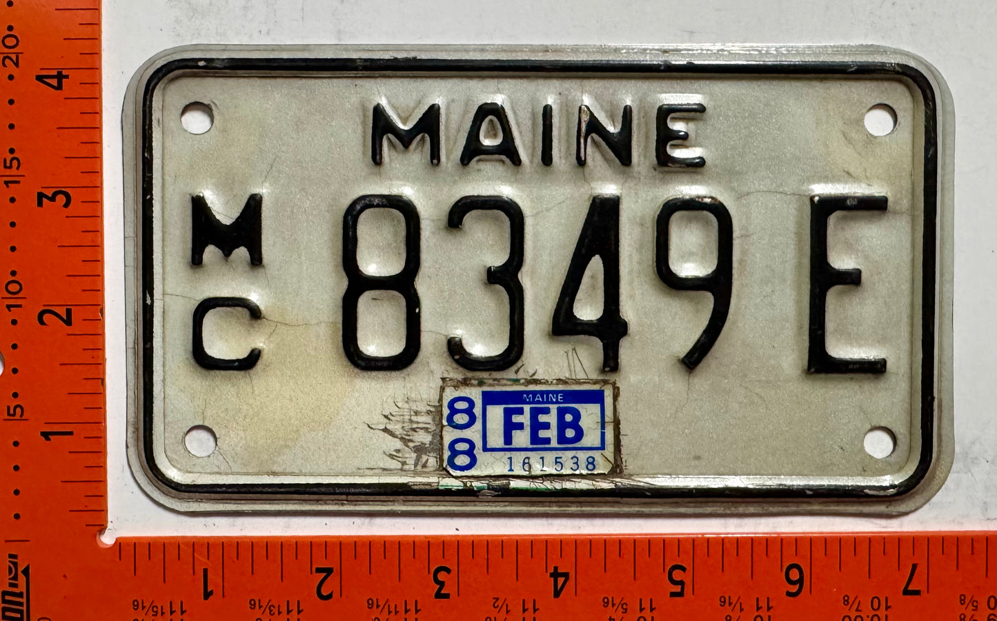 1988 Maine #8349 E Motorcycle License Plate