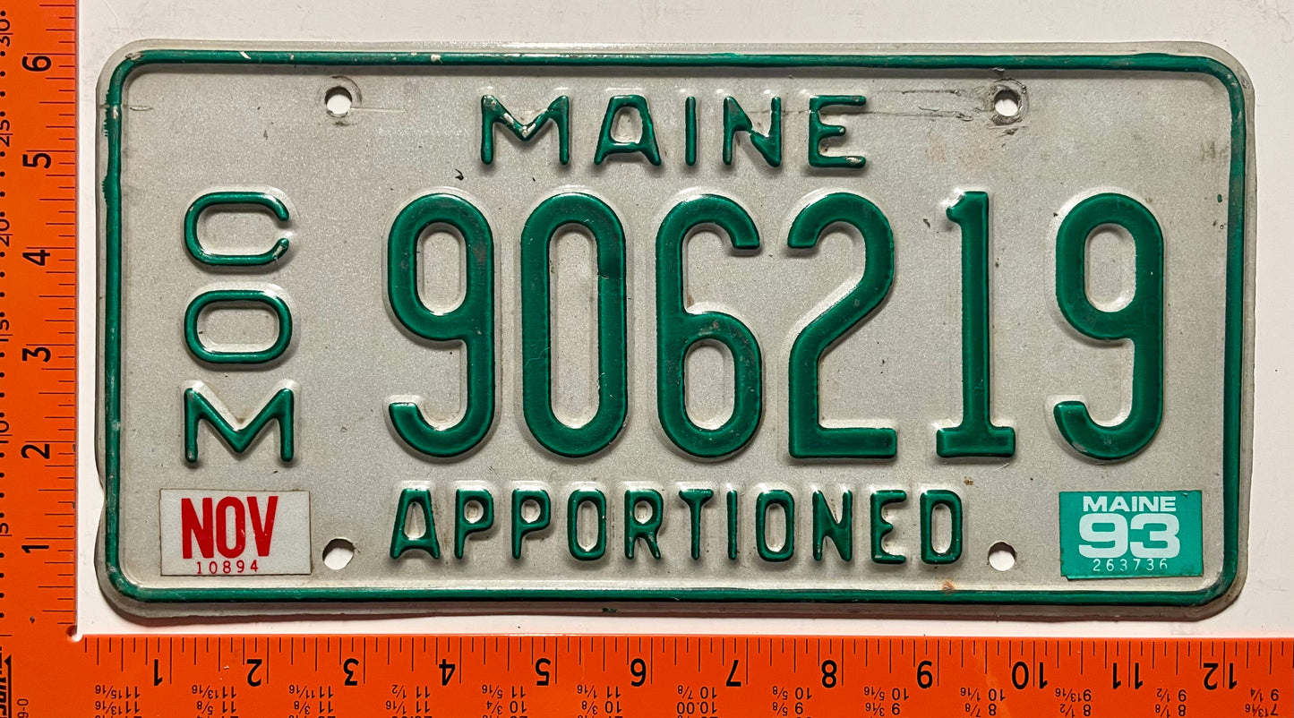 1993 Maine #906219 Apportioned License Plate