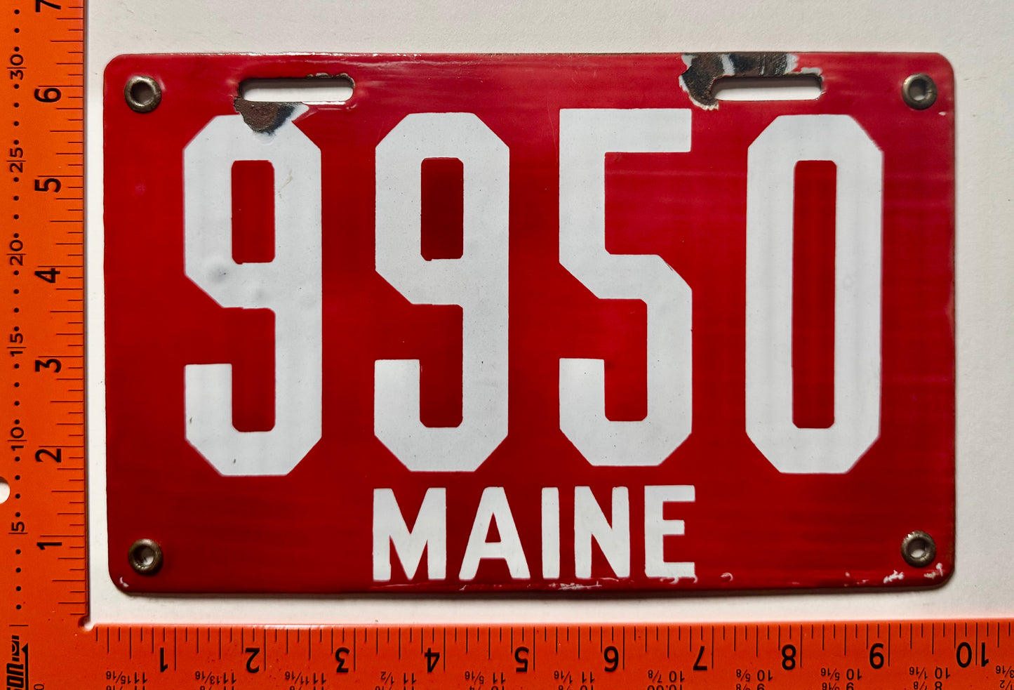 1911 Maine #9950 Passenger License Plate (Porcelain)