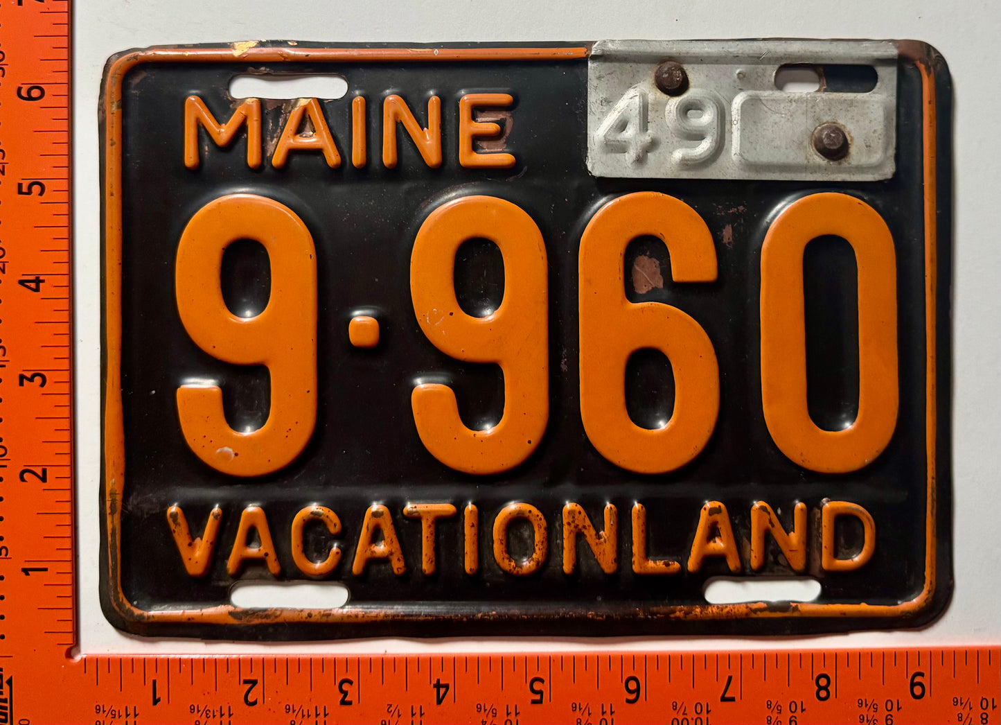 1949 Maine #9-960 Passenger License Plate (Brass)