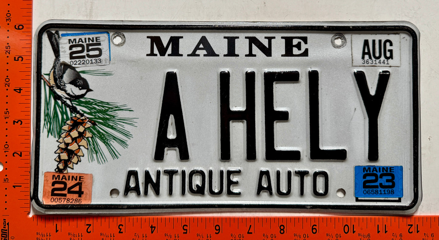 2025 Maine #A HELY Antique Auto Vanity License Plate