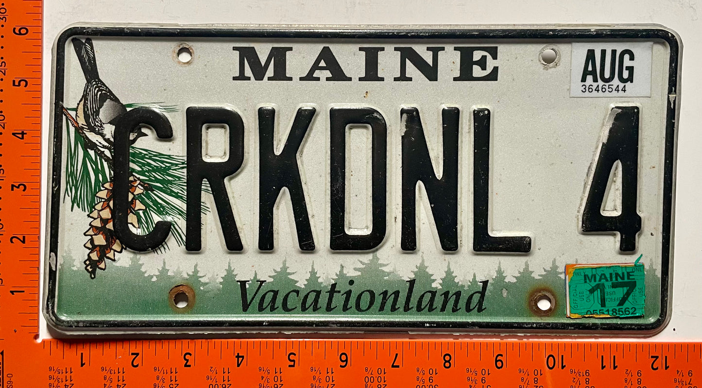 2017 Maine #CRKDNL4 Passenger Vanity License Plate