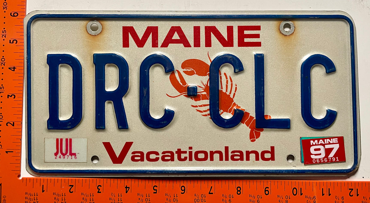1997 Maine #DRC-CLC Passenger Vanity License Plate