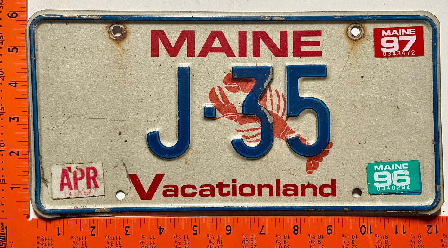 1996/1997 Maine #J-35 Passenger License Plate