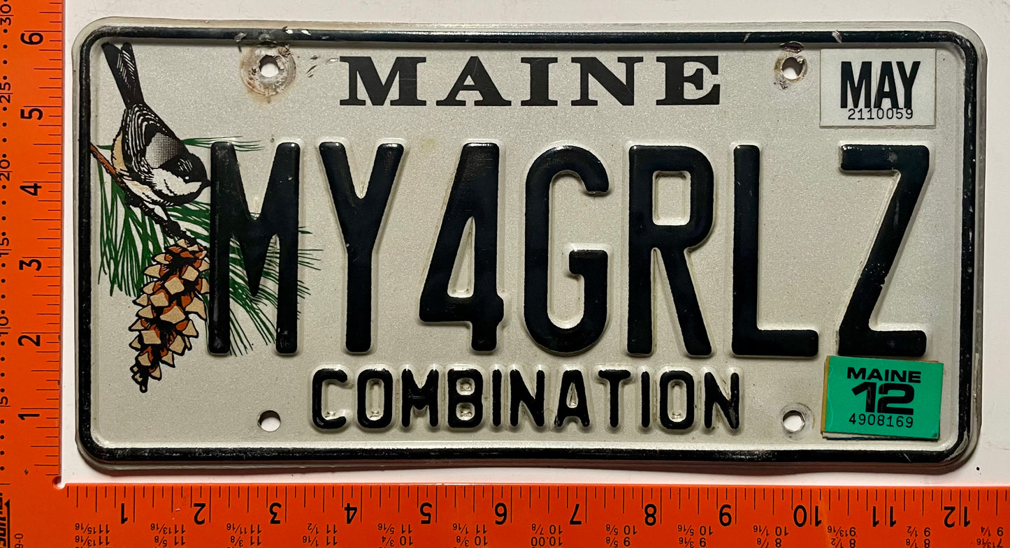 2012 Maine #MY4GRLZ Combination Vanity License Plate