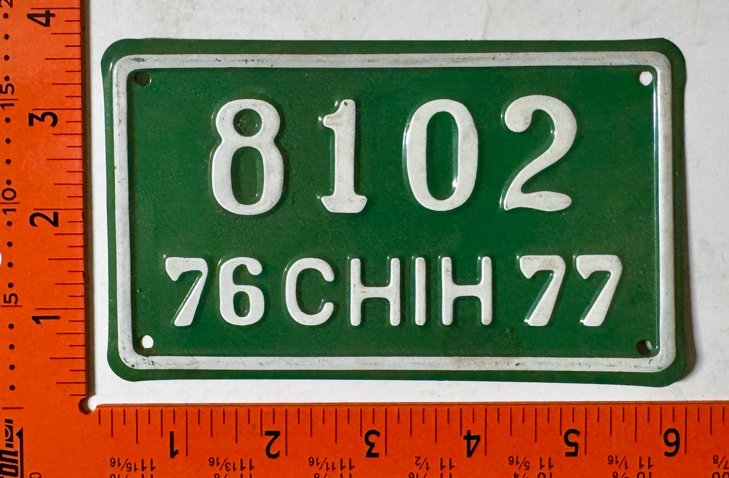 1976/1977 Chihuahua, Mexico #8102 Motorcycle License Plate