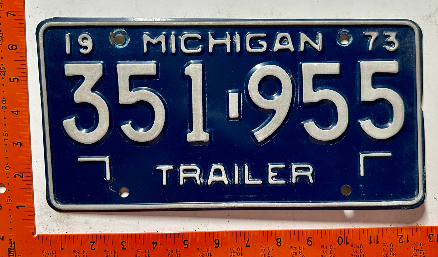 1973 Michigan #351-955 Trailer License Plate