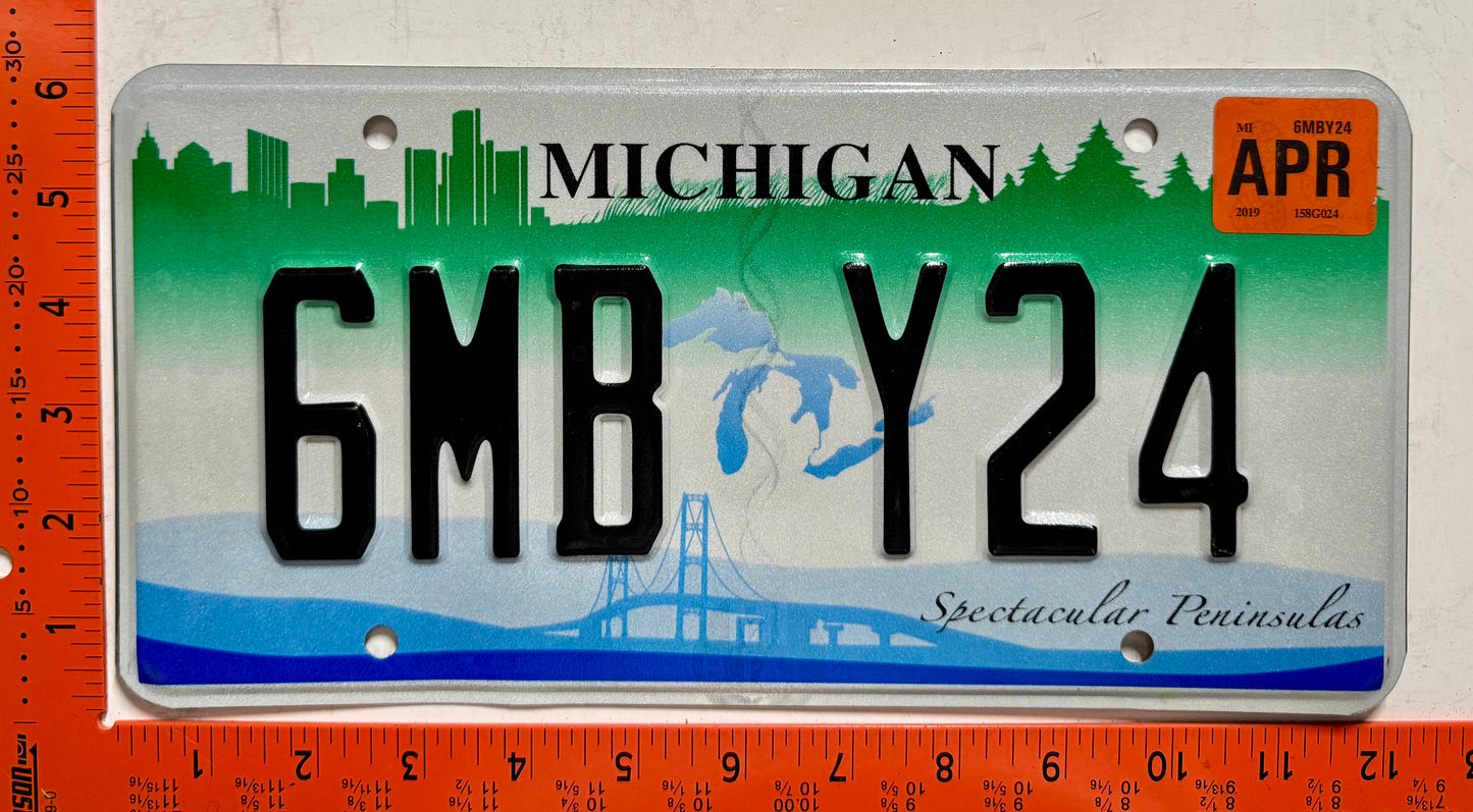 2019 Michigan #6MB Y24 Passenger Spectacular Peninsulas License Plate