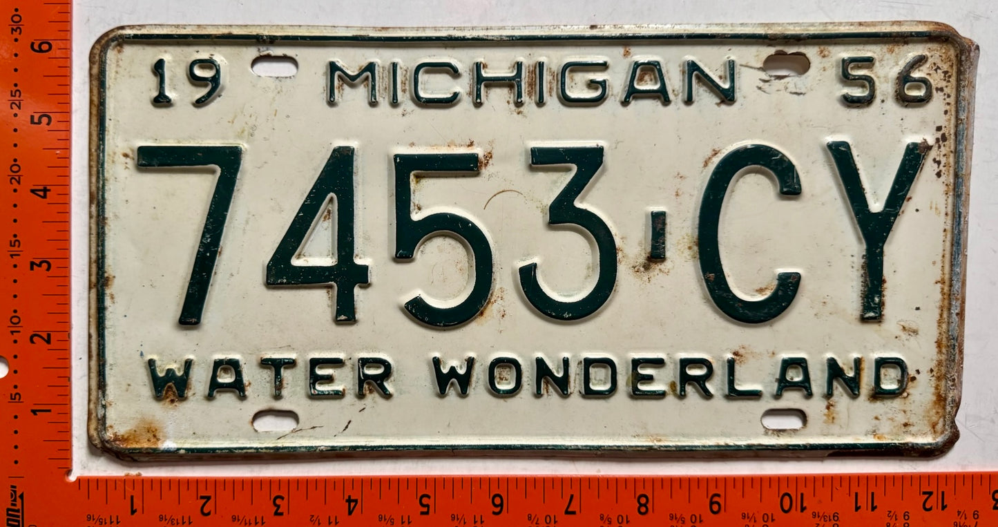 1956 Michigan #7453-CY Commercial License Plate
