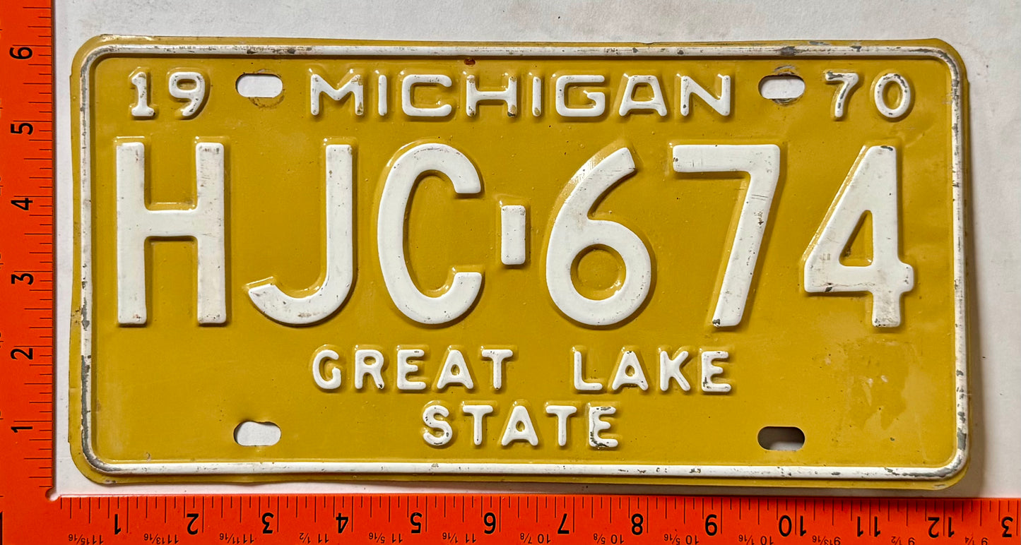 1970 Michigan #HJC-674 Passenger License Plate