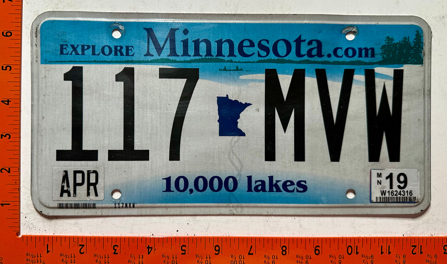 2019 Minnesota #117-MVW Passenger License Plate