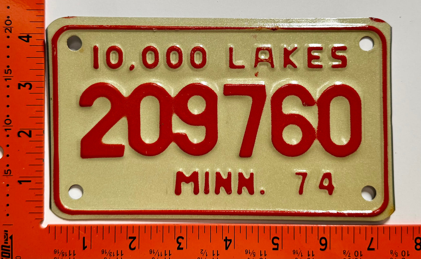 1974 Minnesota #209760 Motorcycle License Plate