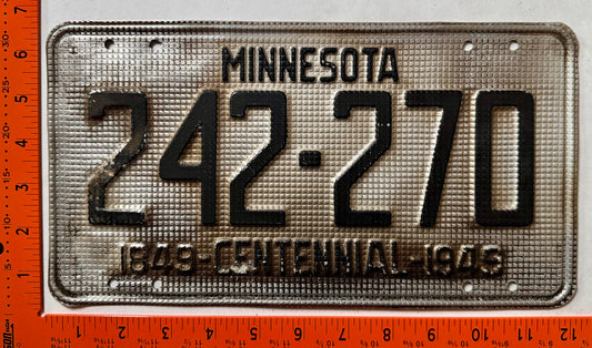 1949 Minnesota #242-270 Passenger License Plate