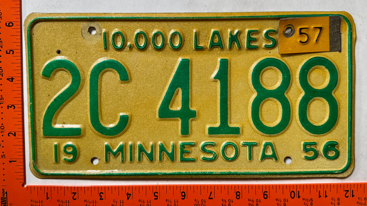 1957 Minnesota #2C 4188 Passenger License Plate