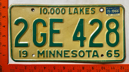 1966 Minnesota #2GE 428 Passenger License Plate
