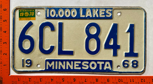 1970 Minnesota #6CL 841 Passenger License Plate