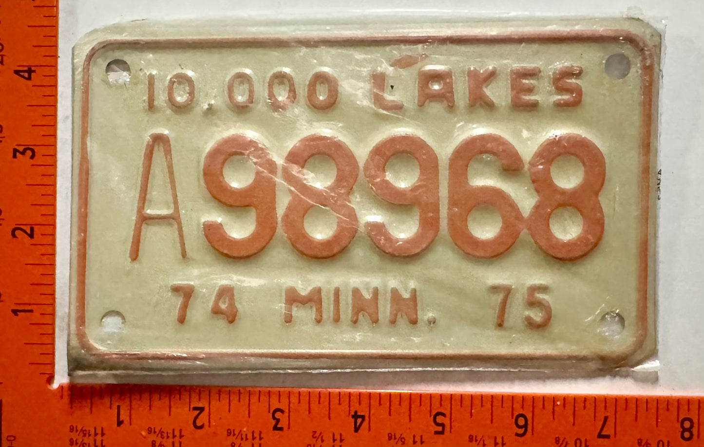 1974/1975 Minnesota #A98968 Trailer License Plate