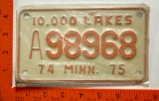 1974/1975 Minnesota #A98968 Trailer License Plate