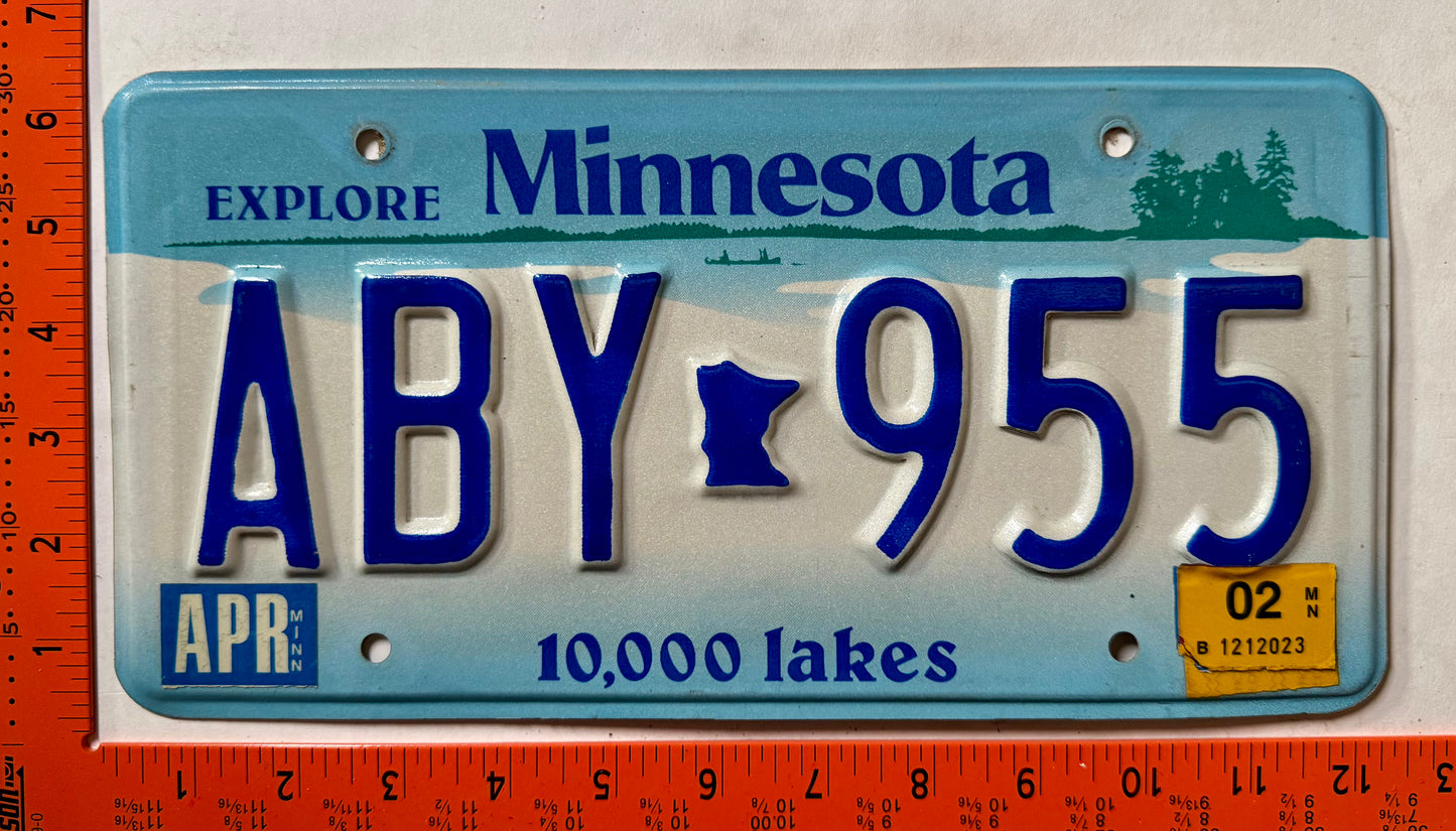 2002 Minnesota #ABY 955 Passenger License Plate