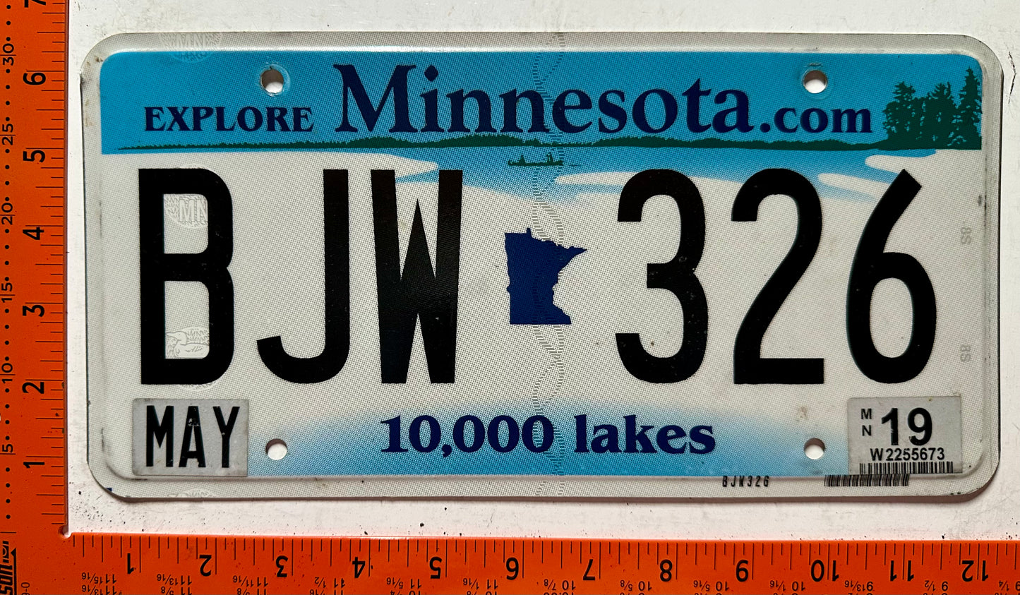 2019 Minnesota #BJW-326 Passenger License Plate