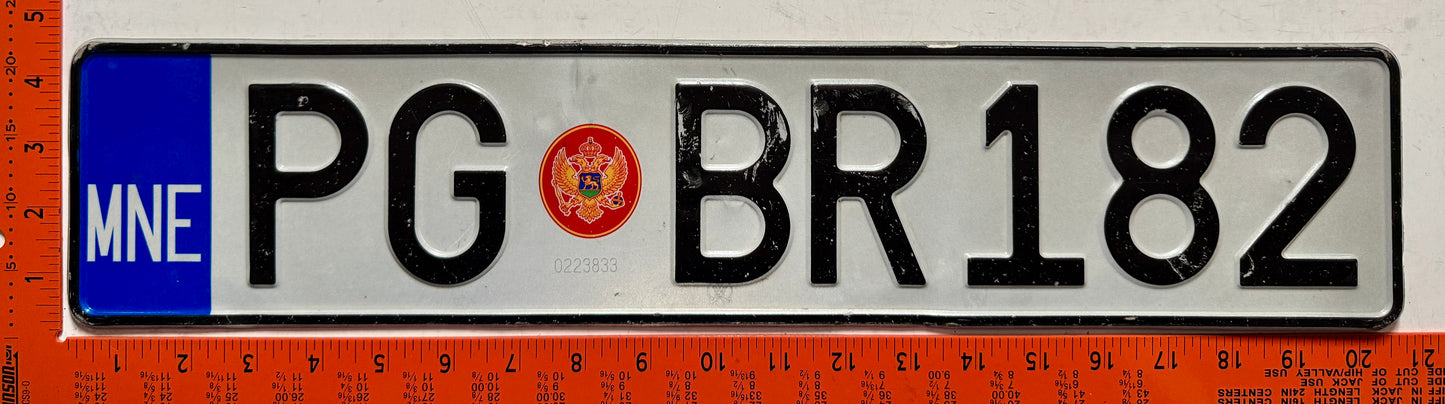 2008 series Montenegro #PG BR182 Passenger License Plate