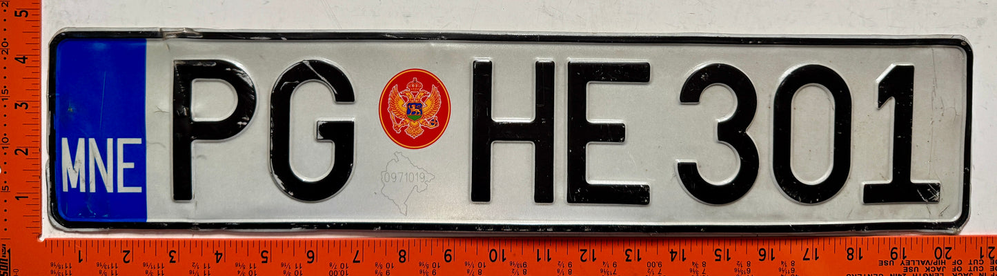 2008 series Montenegro #PG HE301 Passenger License Plate