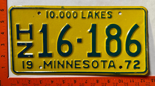 1972 Minnesota #H/Z16-186 Travel Trailer License Plate