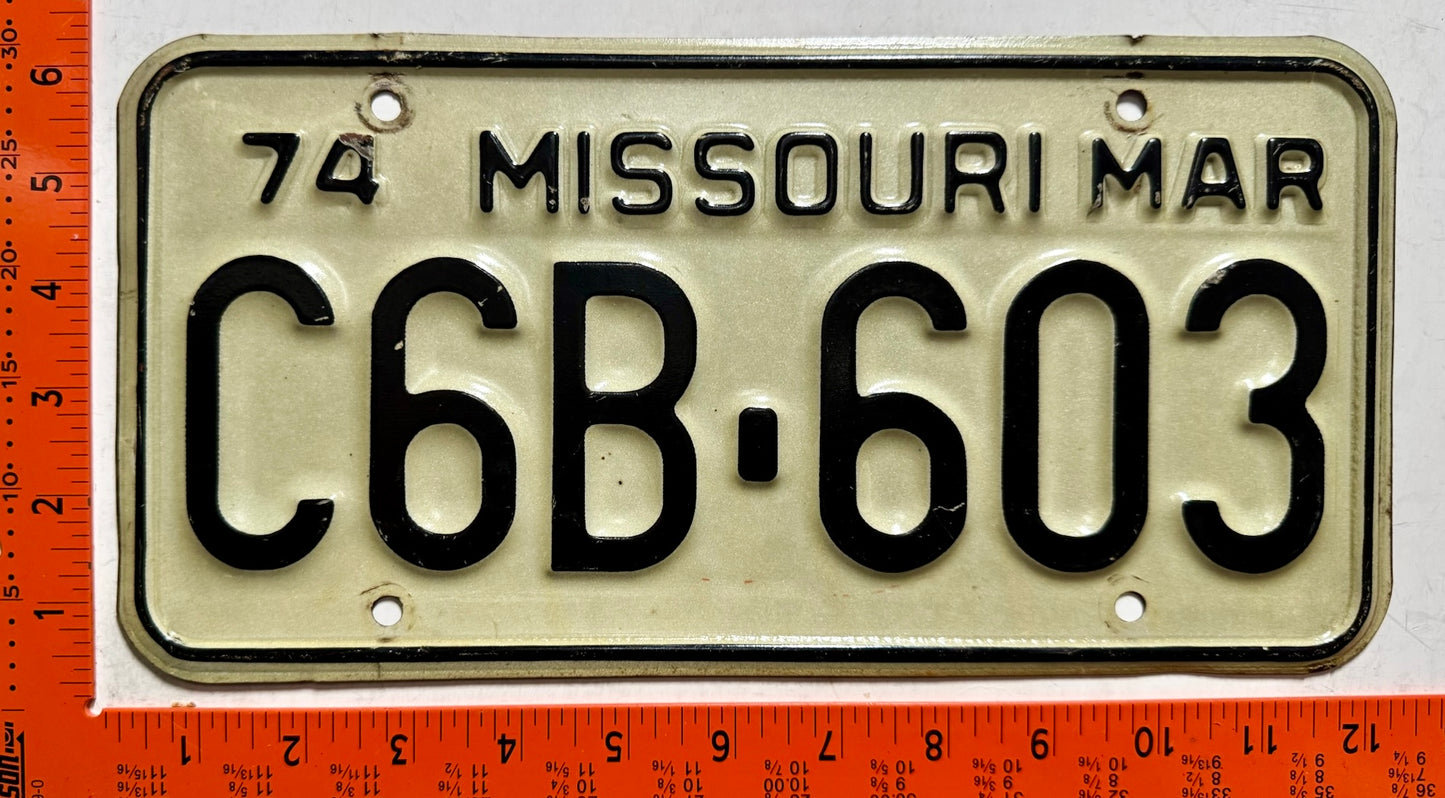 1974 Missouri #C6B-603 Passenger License Plate
