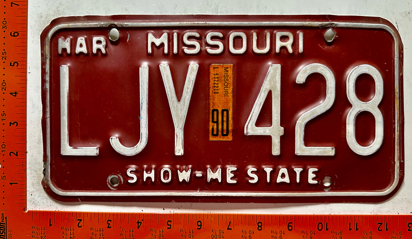 1990 Missouri #LJY 428 Passenger License Plate