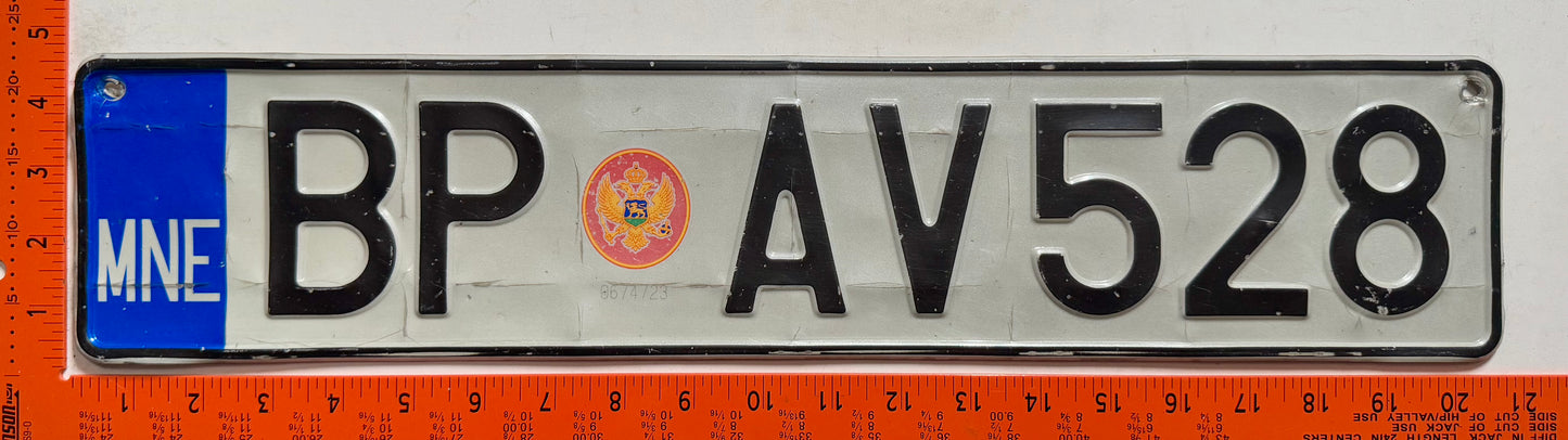 2008 series Montenegro #BP AV528 Passenger License Plate