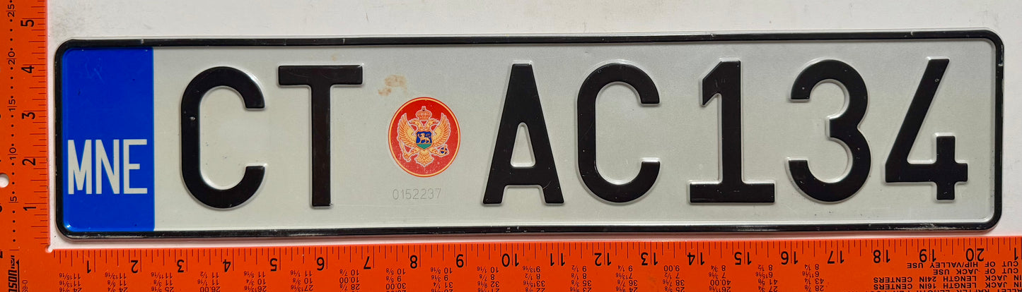 2008 series Montenegro #CT AC134 Passenger License Plate