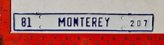 1981 Monterey, Virginia #207 License Plate