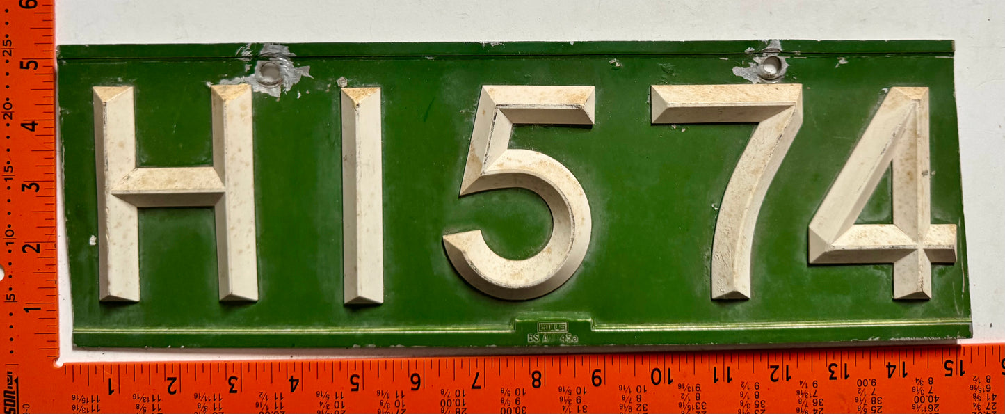 undated Montserrat #H1574 Taxi License Plate