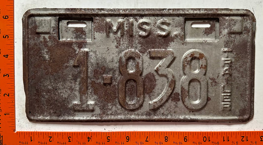 1936 Mississippi #1-838 Trailer License Plate