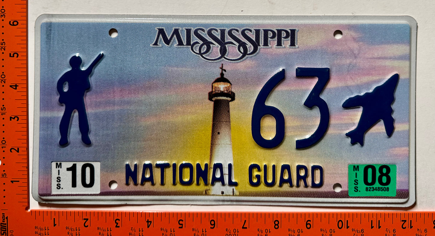 2008 Mississippi #63 National Guard License Plate