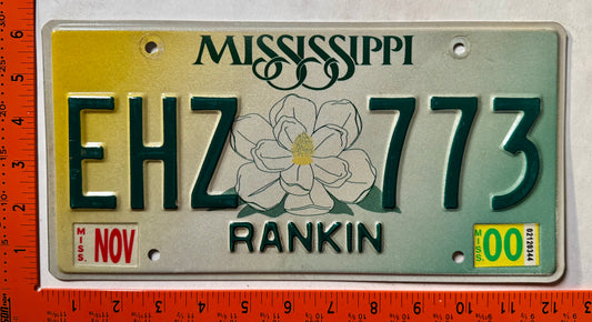 2000 Mississippi #EHZ 773 Passenger License Plate