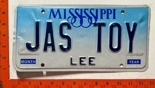 undated Mississippi #JAS TOY Passenger Vanity License Plate