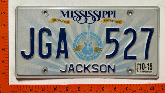 2015 Mississippi #JGA 527 Passenger License Plate
