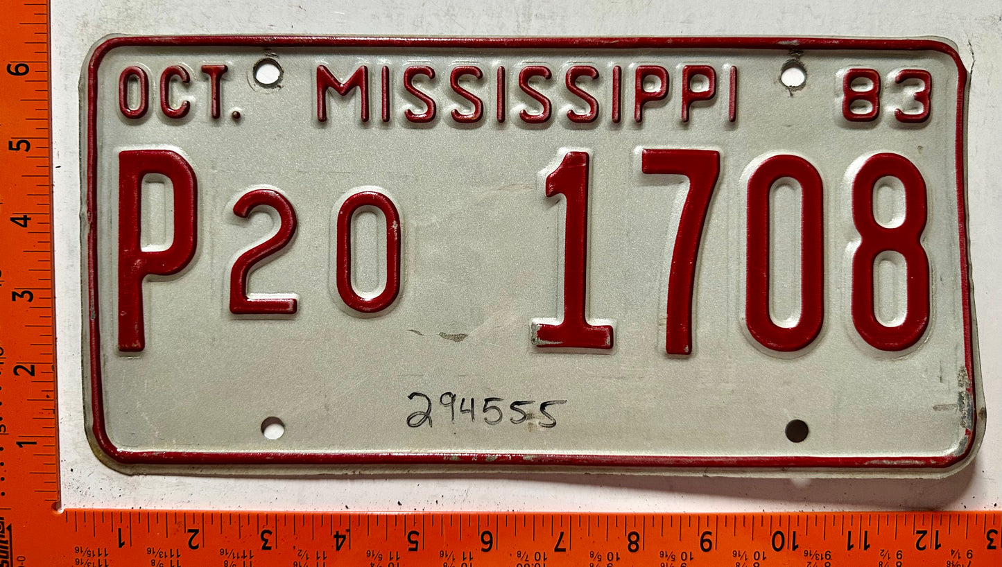 1983 Mississippi #P20 1708 Heavy Truck License Plate