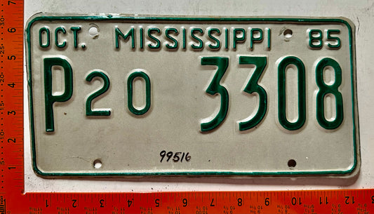 1985 Mississippi #P20 3308 Heavy Truck License Plate
