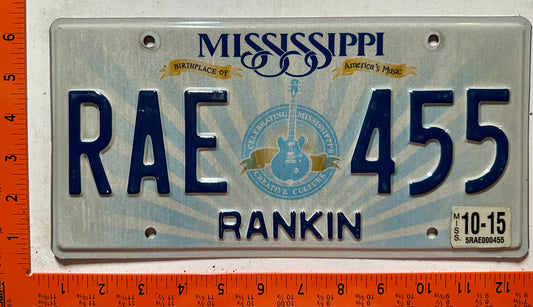 2015 Mississippi #RAE 455 Passenger License Plate
