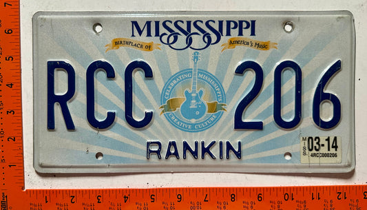 2014 Mississippi #RCC 206 Passenger License Plate