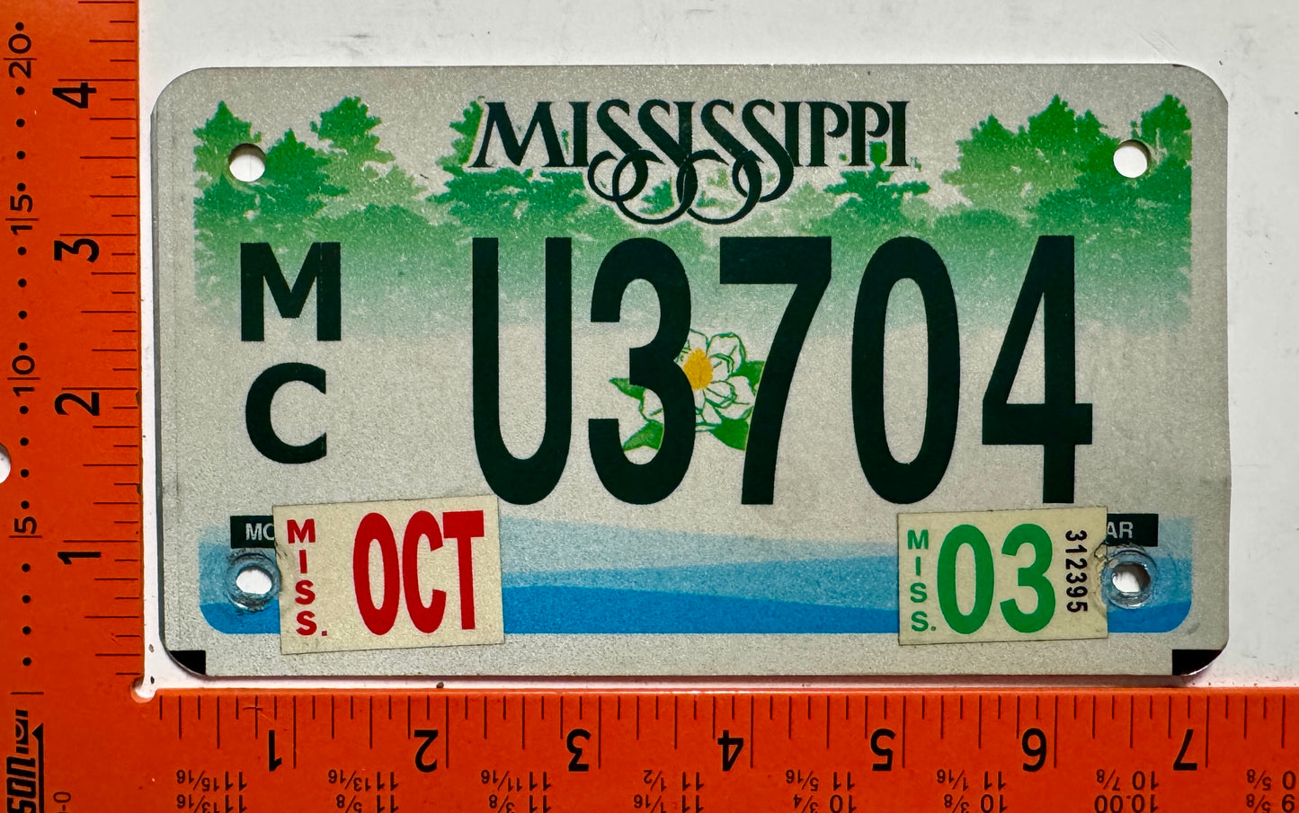 2003 Mississippi #U3704 Motorcycle License Plate
