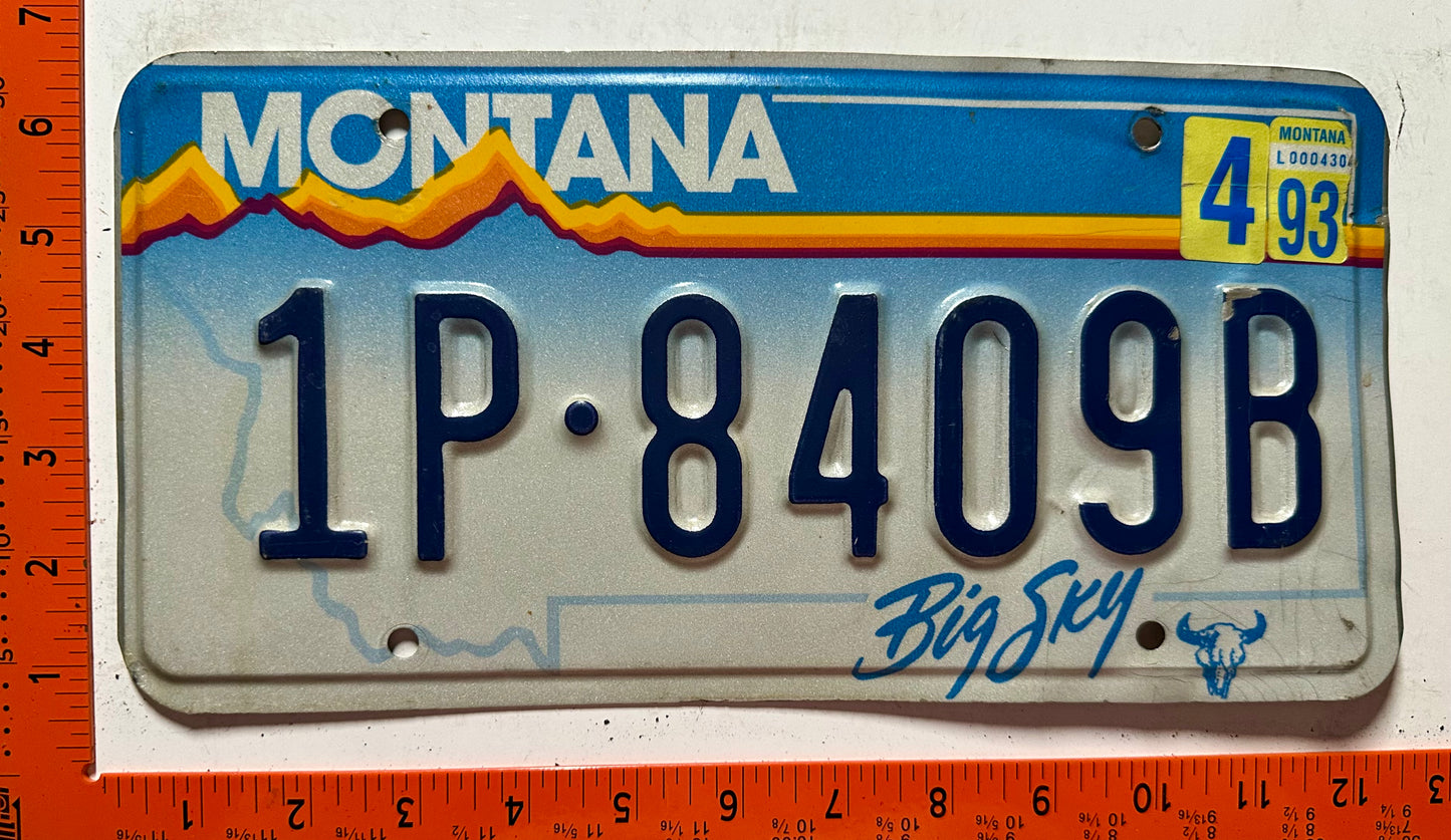 1993 Montana #1P-8409B Passenger License Plate